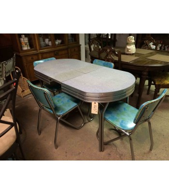 SOLD - Chrome Dinette Set with Leaf and 4 Chairs